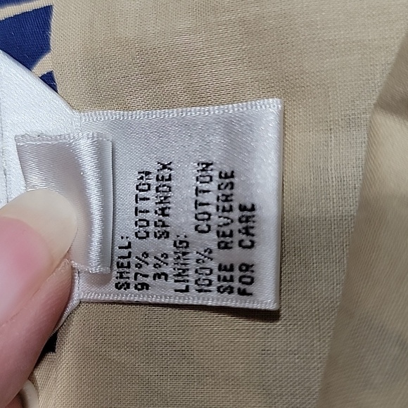 Talbots Size 15 Stretch Tan With Blue Tropical Floral Pattern Sequin Skirt - Picture 11 of 11